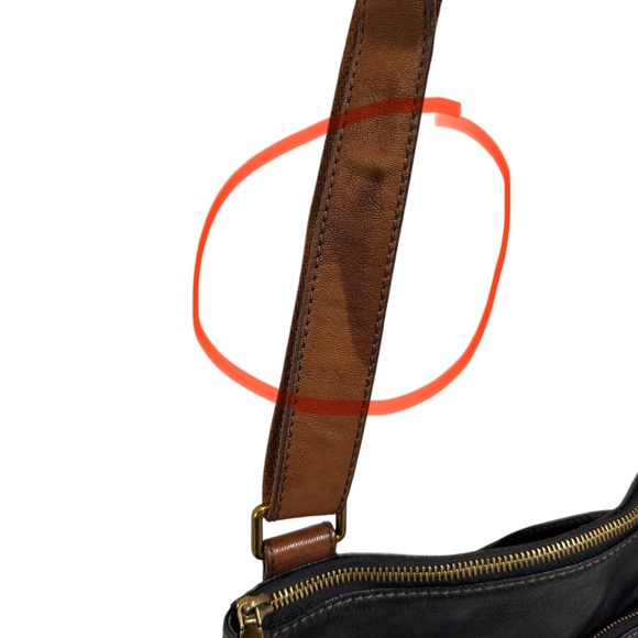 Fossil Vintage Corey Black Leather Crossbody Bag Y2K‎ Brown Adjustable Strap - Picture 15 of 15